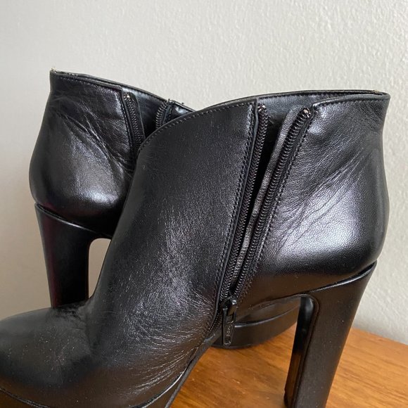 Italian Black Bootie Stacked Block Chunky Heel Boots 39 - Picture 7 of 7